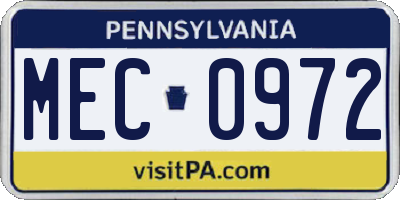 PA license plate MEC0972