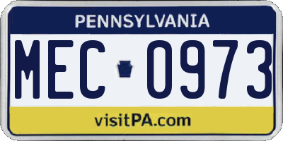 PA license plate MEC0973