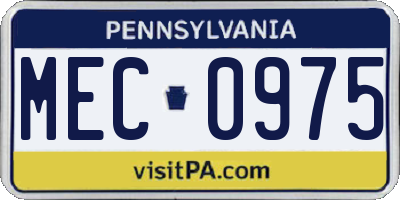 PA license plate MEC0975