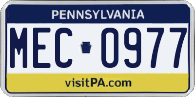 PA license plate MEC0977