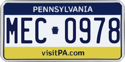 PA license plate MEC0978