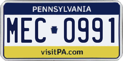 PA license plate MEC0991