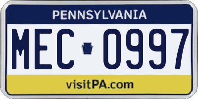 PA license plate MEC0997