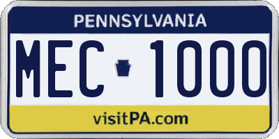 PA license plate MEC1000