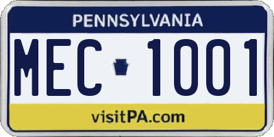 PA license plate MEC1001