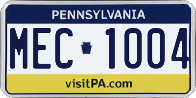 PA license plate MEC1004