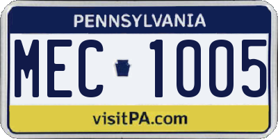 PA license plate MEC1005