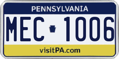 PA license plate MEC1006