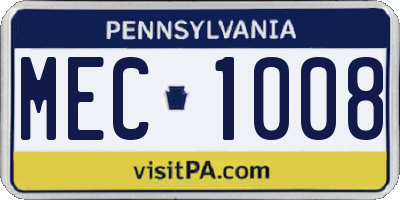 PA license plate MEC1008