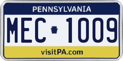 PA license plate MEC1009