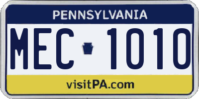 PA license plate MEC1010