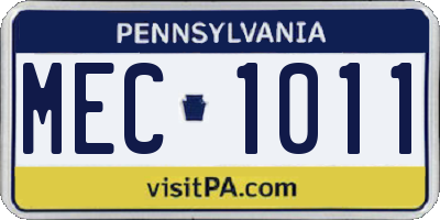 PA license plate MEC1011