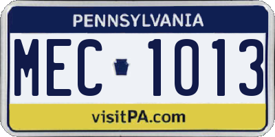 PA license plate MEC1013
