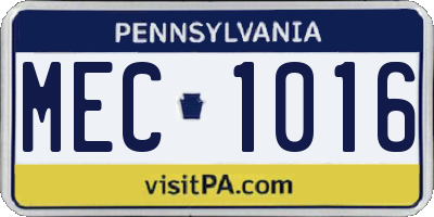 PA license plate MEC1016