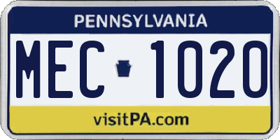 PA license plate MEC1020