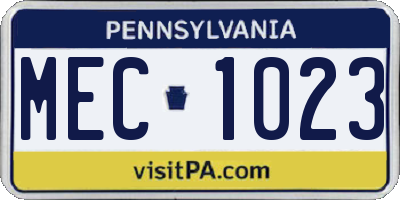 PA license plate MEC1023