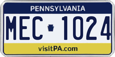 PA license plate MEC1024