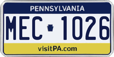 PA license plate MEC1026