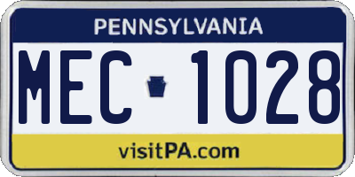 PA license plate MEC1028