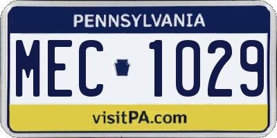 PA license plate MEC1029