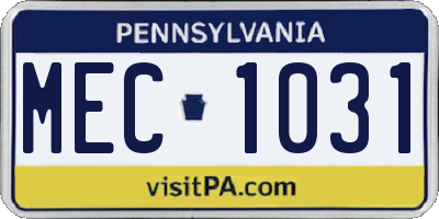 PA license plate MEC1031