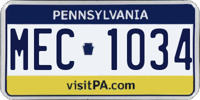 PA license plate MEC1034