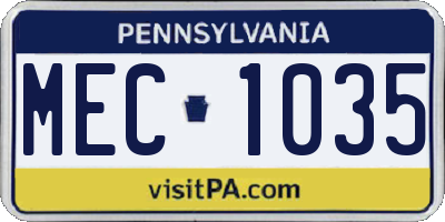 PA license plate MEC1035