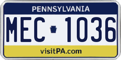 PA license plate MEC1036