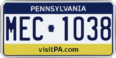 PA license plate MEC1038