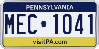 PA license plate MEC1041