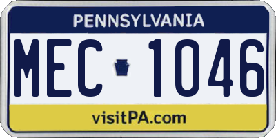 PA license plate MEC1046