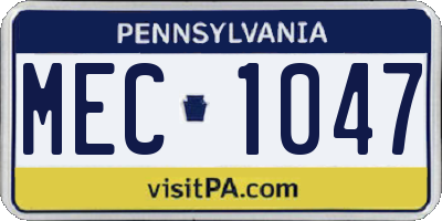 PA license plate MEC1047