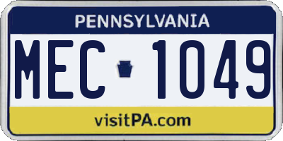 PA license plate MEC1049