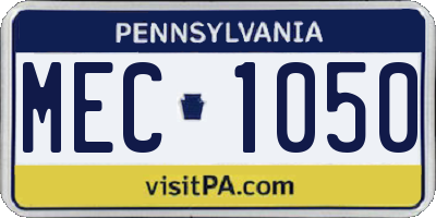 PA license plate MEC1050