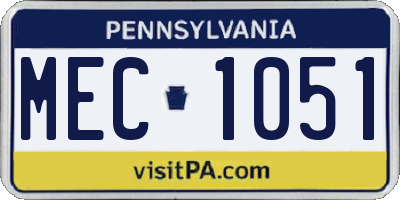 PA license plate MEC1051