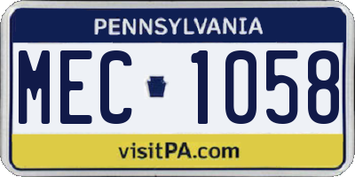 PA license plate MEC1058