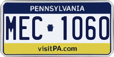 PA license plate MEC1060