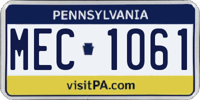 PA license plate MEC1061