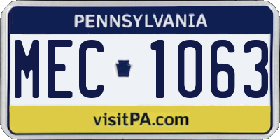 PA license plate MEC1063