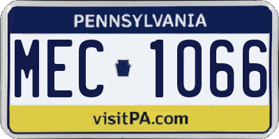 PA license plate MEC1066