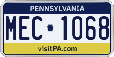 PA license plate MEC1068