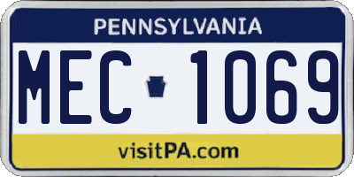 PA license plate MEC1069