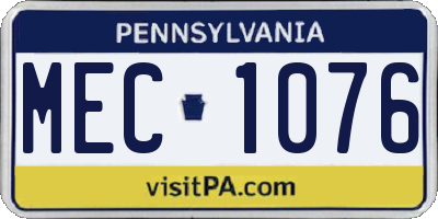 PA license plate MEC1076