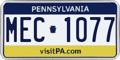 PA license plate MEC1077