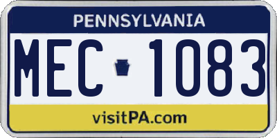 PA license plate MEC1083