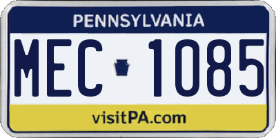 PA license plate MEC1085
