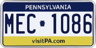 PA license plate MEC1086