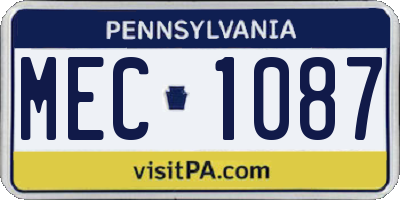 PA license plate MEC1087