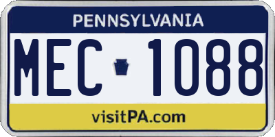 PA license plate MEC1088