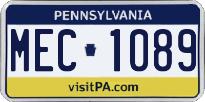 PA license plate MEC1089